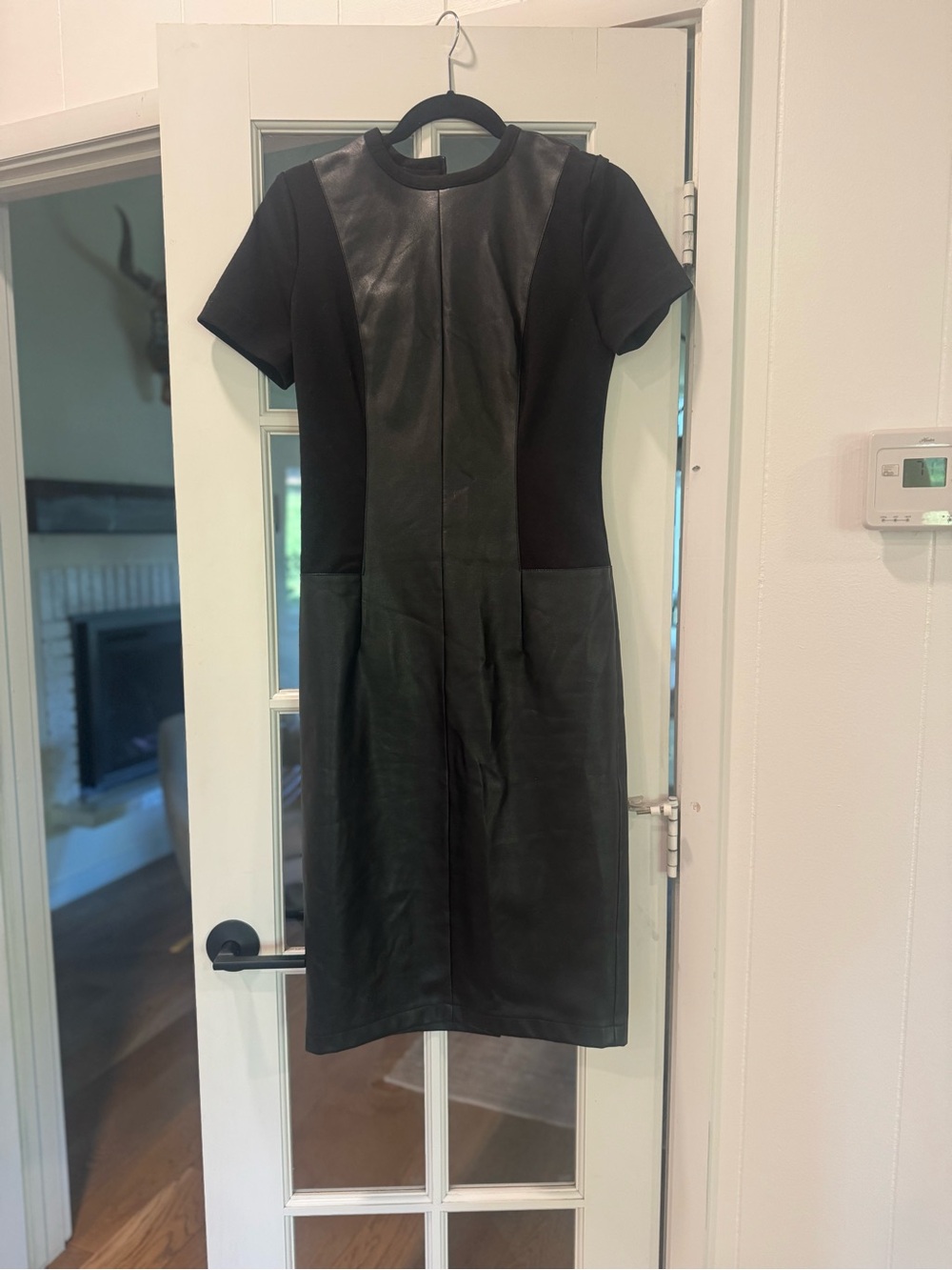 ASOS Black Faux Leather Panel Midi Dress